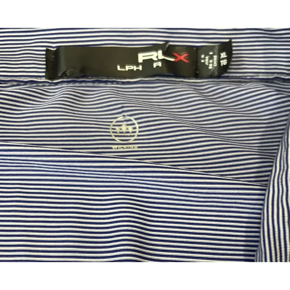 RXL Ralph Lauren Trump Golf Links Arm Logo Men’s Navy Striped Golf Polo XL Tall